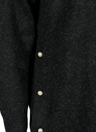 Zizzi Gestrickter Melange-Pullover mit Perlenknöpfen an den Seiten	, Dark Grey Melange, Packshot image number 3
