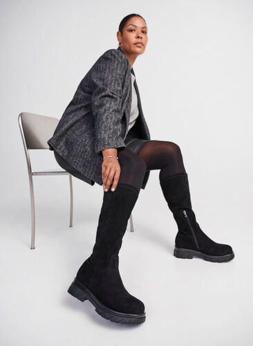 Zizzi Lange breite Passform Stiefel mit Stretch, Black, Image image number 0