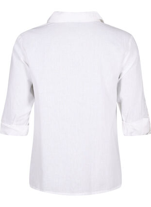 Zizzi Hemdbluse mit Knopfverschluss aus Baumwoll-Leinen-Gemisch, Bright White, Packshot image number 1