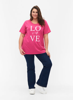 Zizzi FLASH - T-Shirt mit Motiv, Raspberry Rose, Model image number 2