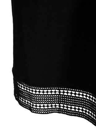 Zizzi Baumwollkleid mit Häkeldetails, Black, Packshot image number 3