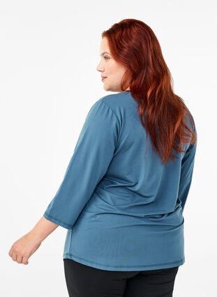 Zizzi  Trainingsbluse mit 3/4 Ärmeln, Indian Teal, Model image number 1