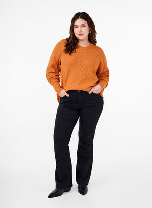 Zizzi  Strickbluse mit Spitzenmuster, Marmelade Mel., Model image number 3