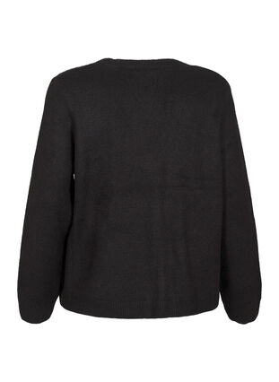 Zizzi Strickjacke mit einer silbernen Schleife, Black, Packshot image number 1