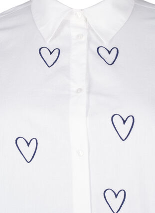 Zizzi Klassisches Shirt mit gestickten Herzen, Bright Wh.W. Blue H., Packshot image number 2