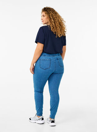 Zizzi Dehnbare Jeggings mit hoher Taille, Light Blue, Model image number 1