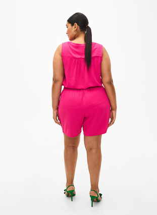 Zizzi Kurze Hose mit Taschen und elastischem Bund, Pink Peacock, Model image number 1