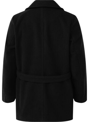 Zizzi Kurze Wolljacke mit Gürtel, Black, Packshot image number 1