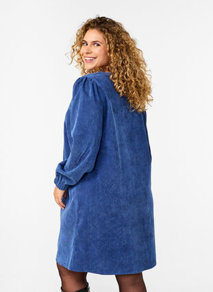 Zizzi Kurzes Samtkleid mit langen Ärmeln, Sodalite Blue, Model image number 1