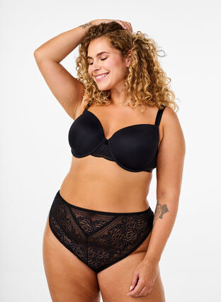 Zizzi G-String aus Spitze mit normaler Taille, Black, Model image number 0