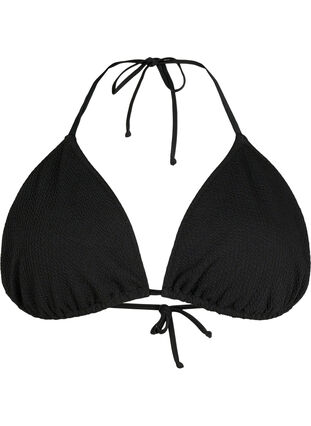 Zizzi Triangel-Bikinioberteil mit Kreppstruktur, Black, Packshot image number 0