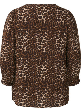 Zizzi Bluse mit Leopardenmuster und 3/4-Ärmeln, Leo AOP, Packshot image number 1