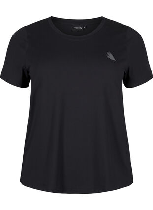 Zizzi Schmal geschnittenes Trainings-T-Shirt mit Rundhalsausschnitt, Black, Packshot image number 0