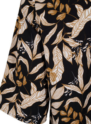 Zizzi Bluse mit V-Ausschnitt und Blätter-Aufdruck, Black Leaf AOP, Packshot image number 3