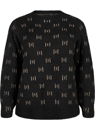 Zizzi Gemusterter Pullover, Black Mel. Nomad, Packshot image number 0