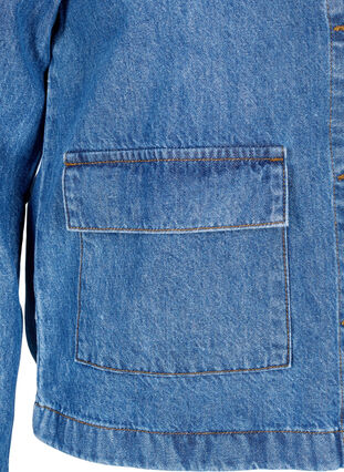 Zizzi Hemdjacke aus Denim mit Taschen, Blue Denim, Packshot image number 3