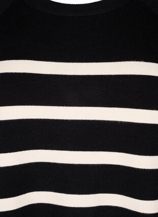 Zizzi Strickbluse mit 3/4-Arm und Streifen, Black Birch Stripes, Packshot image number 2