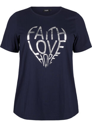 Zizzi FLASH - T-Shirt mit Motiv, Navy B. Silver Faith, Packshot image number 0