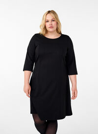 A-förmiges Kleid mit 3/4-Ärmeln, Black, Model