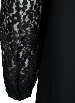 Zizzi Langärmeliges Kleid mit Spitze, Black, Packshot image number 3