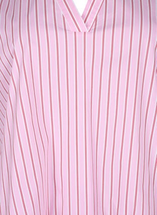 Zizzi Gestreifte Bluse mit Schößchen- und Rüschendetails, Pink Red Stripe, Packshot image number 2