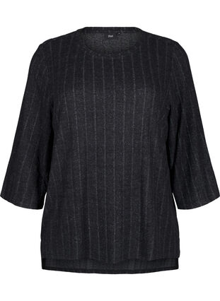 Zizzi Melange-Bluse mit 3/4-Arm, Black Melange, Packshot image number 0