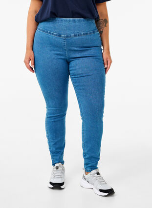 Zizzi Dehnbare Jeggings mit hoher Taille, Light Blue, Model image number 2