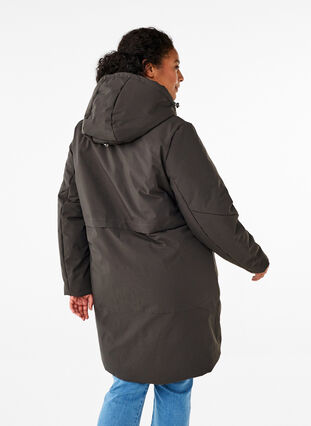 Zizzi Winterjacke mit verstellbarer Taille, Raven, Model image number 1