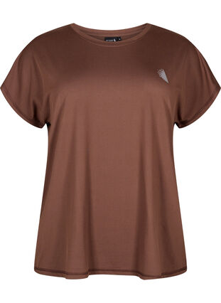 Zizzi Kurzarm Trainingsshirt, Chocolate Martini, Packshot image number 0