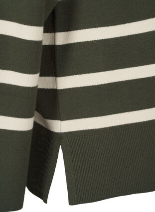 Zizzi Gestreifte Strickbluse mit Rundhalsausschnitt, D. Bag Birch Stripe, Packshot image number 3