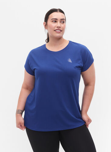 Zizzi Kurzarm Trainingsshirt, Sodalite Blue, Model image number 0