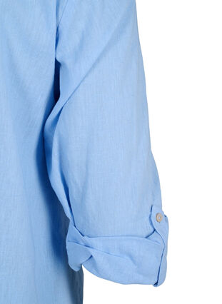 Zizzi Hemdbluse mit Knopfverschluss aus Baumwoll-/Leinengewebe, Serenity, Packshot image number 4