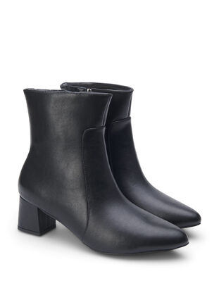 Zizzi Extra-Weite - Knöchenstiefel aus Leder mit Absatz, Black, Packshot image number 1