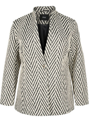 Zizzi Gemusterte Jacke, Black w. White, Packshot image number 0