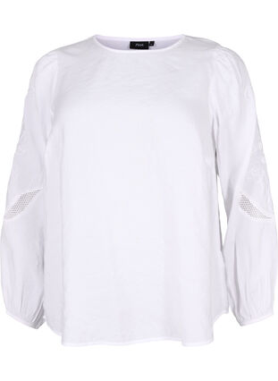 Zizzi Bluse aus TENCEL™-Modal mit gestickten Details, Bright White, Packshot image number 0