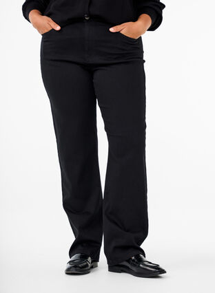 Zizzi Gemma Jeans mit hoher Taille und gerader Passform, Black, Model image number 2