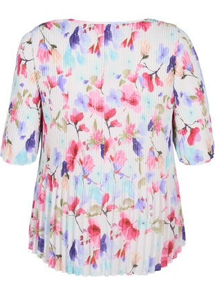 Zizzi  Plisseebluse mit Blumenmuster, White/MultiFlowerAOP, Packshot image number 1