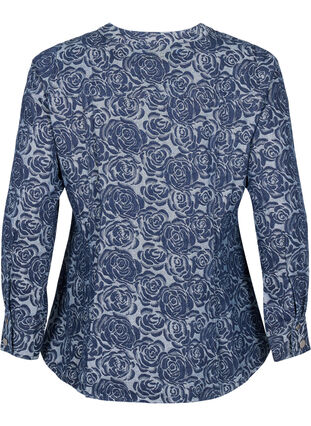 Zizzi Denim-Shirt mit Rosenmuster, Denim Rose AOP, Packshot image number 1