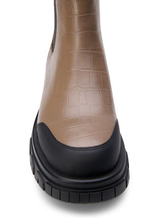 Zizzi Extra-Weite – Croco Chelsea-Stiefel aus Leder, Pine Bark, Packshot image number 2