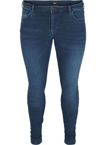 Zizzi Super Slim Amy Jeans mit hoher Taille, Dark blue, Packshot image number 0