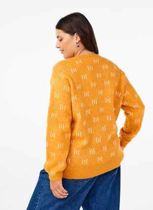 Zizzi Gemusterter Pullover, Yam Birch Comb, Model image number 1