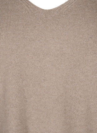 Zizzi  Strickbluse mit V-Ausschnitt, Desert Taupe Melange, Packshot image number 2