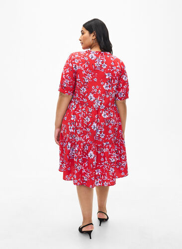 Zizzi FLASH – A-Linien-Kleid mit Print, Poinsettia Flower, Model image number 1