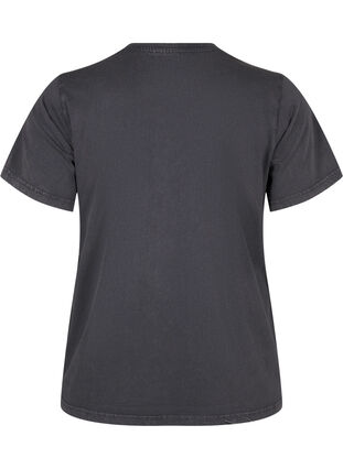 Zizzi Bedrucktes T-Shirt aus Bio-Baumwolle, D.Grey Wash W. Flok, Packshot image number 1