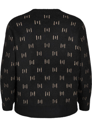 Zizzi Gemusterter Pullover, Black Mel. Nomad, Packshot image number 1