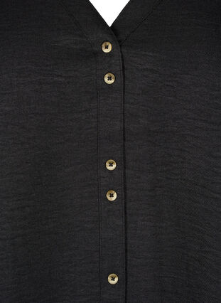 Zizzi Hemdbluse mit V-Ausschnitt und kurzen Ärmeln, Black, Packshot image number 2