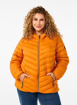 Zizzi Leichte Jacke mit Kapuze, Marmelade, Model image number 0