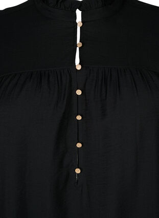 Zizzi Kurzes Kleid mit Rüschenkragen, Black, Packshot image number 2