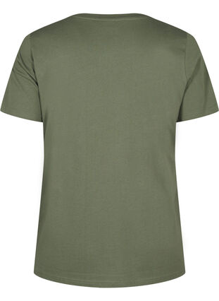 Zizzi T-Shirt aus Bio-Baumwolle mit Schleifendetail, Thyme, Packshot image number 1