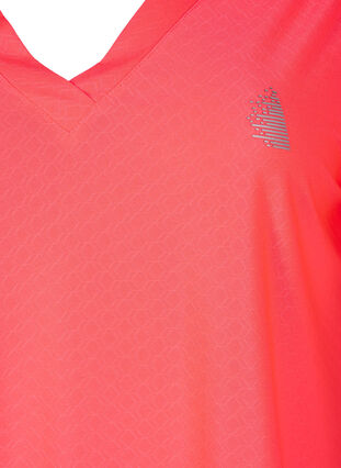Zizzi Trainings-T-Shirt mit V-Ausschnitt und Muster, Fyring Coral ASS, Packshot image number 2